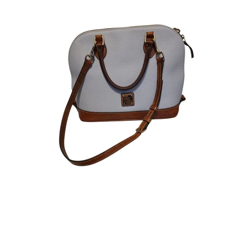 Dooney Bourke Pebble LargeDoomed Satchel ‎ Light Blue/Brown W/Shoulder Strap